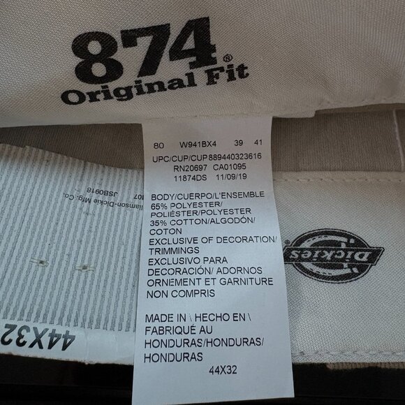 Dickies 874 Flex Work Pants 44x32 Original Fit Khaki NWT Durable Stain Resistant - Picture 7 of 12